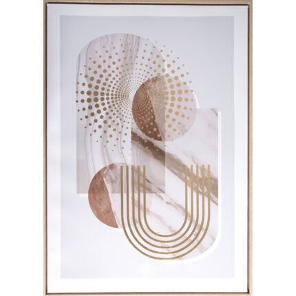 Obraz nadruk na płótnie w stylu boho z akcentami złota oprawiony w ramę 50 x 70 cm beżowy,złocisty | Eurofirany