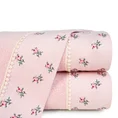 Ręcznik z haftowana bordiurą i pasmanterią - 70 x 140 cm - różowy 1
