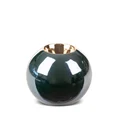 Świecznik ceramiczny AMORA 2 o lśniącej powierzchni ze złotym detalem, kulisty - ∅ 9 x 8 cm - zielony 2
