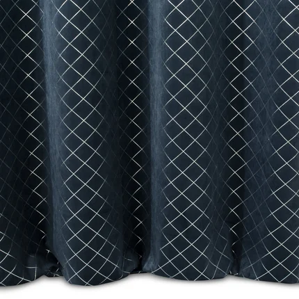 Zasłona z miękkiego welwetu ze srebrnym nadrukiem w geometryczny wzór Zasłona z miękkiego welwetu ze srebrnym nadrukiem w geometryczny wzór - 140 x 250 cm
