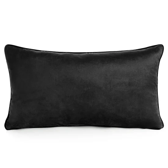Poduszka z wypełnieniem GAJA 3 welwetowa z kontrastującą lamówką - 30 x 50 cm - czarny