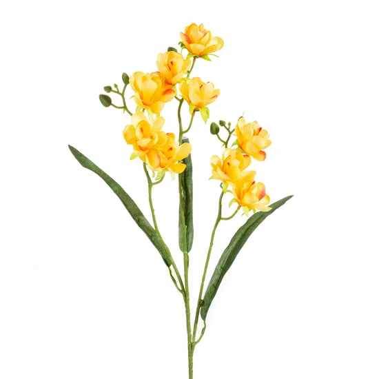Kwiat sztuczny dekoracyjny z płatkami z jedwabistej tkaniny - ∅ 7 x 77 cm - pomarańczowy