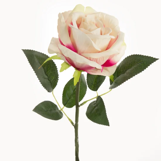 RÓŻA O DUŻYM PĄKU - kwiat sztuczny dekoracyjny z płatkami z jedwabistej tkaniny - ∅ 12 x 56 cm - biały