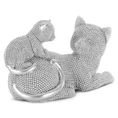 Koty - figurka dekoracyjna ELDO o drobnym strukturalnym wzorze, srebrna - 19 x 9 x 12 cm - srebrny 2