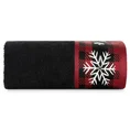 Ręcznik świąteczny RUDOLF 02 bawełniany z żakardową bordiurą w kratkę i haftem ze śnieżynkami - 50 x 90 cm - czarny 3