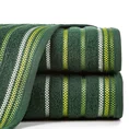 Ręcznik LIVIA  z kolorowymi paskami tkanymi we wzór jodełki - 30 x 50 cm - ciemnozielony 1