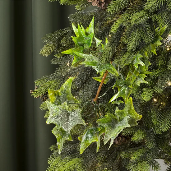 Zimowa gałązka z listkami bluszczu mrożona - 20 cm - zielony