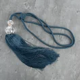 Dekoracyjny sznur IZA do upięć z chwostem z kryształem, styl glamour - 74 x 35 cm - ciemnoniebieski 1