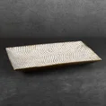 Patera ceramiczna VERDA o prostokątnym kształcie z drobnym wytłaczanym wzorem - 35 x 20 x 4 cm - biały 1
