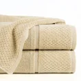 Ręcznik z welurową bordiurą o ryżowej fakturze - 70 x 140 cm - beżowy 1