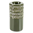 Świecznik ceramiczny GLOW dekorowany drobnymi kryształkami - ∅ 8 x 15 cm - oliwkowy 1