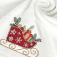 Ręcznik świąteczny SANTA 24 bawełniany z haftem z saneczkami - 70 x 140 cm - biały 5