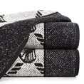 Ręcznik DORIAN melanżowy z geometrycznym wzorem z motywem wachlarzy - 50 x 90 cm - czarny 1
