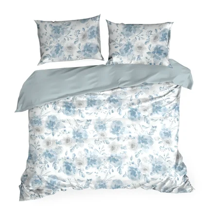 EUROFIRANY CLASSIC SATIN Komplet pościeli SPRING 14 z wysokiej jakości satyny bawełnianej z nadrukiem niebieskich kwiatów EUROFIRANY CLASSIC SATIN Komplet pościeli SPRING 14 z wysokiej jakości satyny bawełnianej z nadrukiem niebieskich kwiatów - 220 x 200 cm