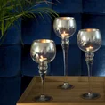 Świecznik bankietowy szklany kielich ze srebrnymi brzegami - ∅ 12 x 40 cm - biały 3