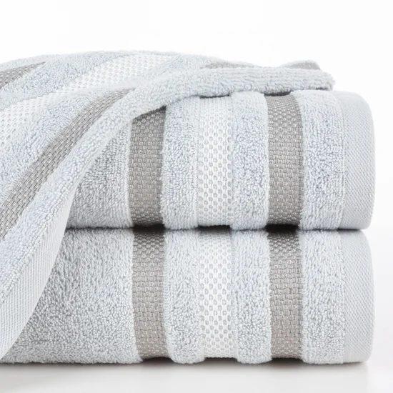 EUROFIRANY CLASSIC Ręcznik bawełniany GRACJA z ozdobną bordiurą w pasy - 30 x 50 cm - jasnosrebrny