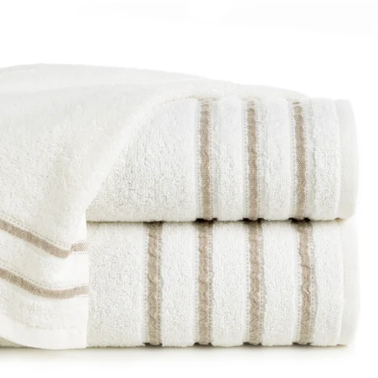 Ręcznik klasyczny JASPER z bordiurą podkreśloną delikatnymi paskami - 30 x 50 cm - kremowy