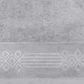 Ręcznik KAMELA bawełniany z bordiurą z geometrycznym ornamentem utkanym srebrną nicią - 50 x 90 cm - srebrny 2