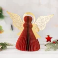 Figurka świąteczna ANIOŁ z złotymi ażurowymi skrzydłami w stylu eko - 15 x 30 x 24 cm - bordowy 1