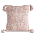Poszewka GATI z tkaniny o wyraźnym grubym splocie z chwostami na rogach - 40 x 40 cm - różowy 1