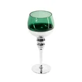 Świecznik bankietowy szklany CLOE na wysmukłej nóżce srebrno-zielony - ∅ 12 x 30 cm - biały 1