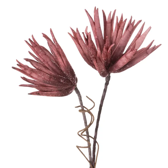 SZTUCZNY KWIAT dekoracyjny z pianki foamiran obsypany brokatem - dł. 83 cm dł. kwiat 13 cm - różowy