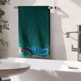 EVA MINGE Ręcznik AMBER z puszystej bawełny z bordiurą zdobioną designerskim nadrukiem - 50 x 90 cm - turkusowy 4