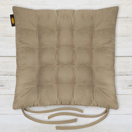 ADORE dwustronna welurowa poduszka siedziskowa na krzesło z szesnastoma pikowaniami, gramatura 195 g/m2 - 40 x 40 x 6 cm - beżowy