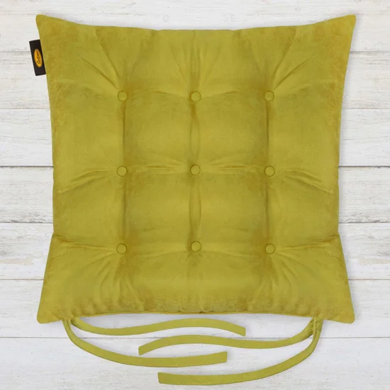 ADORE dwustronna welurowa poduszka siedziskowa na krzesło z dziewięcioma pikowaniami, gramatura 195 g/m2 - 40 x 40 x 6 cm - jasnozielony