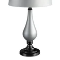 Lampa stołowa ANJA z podstawą z mrożonego szkła i welwetowym abażurem z wytłaczanym wzorkiem - ∅ 33 x 65 cm - srebrny 4