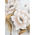 Obraz BLOOM ręcznie malowane na płótnie kwiaty z aplikacją zdobione kryształkami - 70 x 100 cm - biały 1