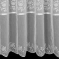 Tkanina firanowa etamina z połyskującym pasem z roślinnym haftem - 160 cm - biały 3