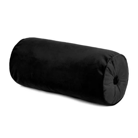 Poduszka w kształcie walca z miękkiego welwetu z wypełnieniem - 20 x 45 cm - czarny