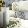 Ręcznik z bawełny zdobiony wzorem w zygzaki z gładką bordiurą - 70 x 140 cm - kremowy 6