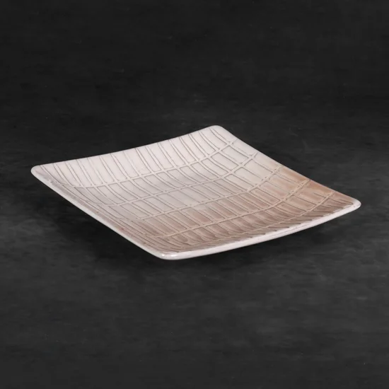 Patera EDNA z glinki ceramicznej - 22 x 22 x 4 cm - kremowy