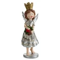 Figurka świąteczna ANIOŁEK trzymający koszyczek z bukietem kwiatów - 6 x 6 x 15 cm - srebrny 3