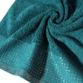 Ręcznik z bordiurą podkreśloną groszkami z błyszczącą lureksową nicią - 70 x 140 cm - turkusowy 5