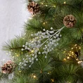Zimowa gałązka dekoracyjna z kulkami obsypana skrzącym srebrnym brokatem  - 45 x 20 cm - srebrny 1