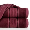 EUROFIRANY PREMIUM Ręcznik MIRO w kolorze bordowym, z włókien bambusowych z żakardową bordiurą zdobioną lśniącymi paskami - 70 x 140 cm - bordowy 1