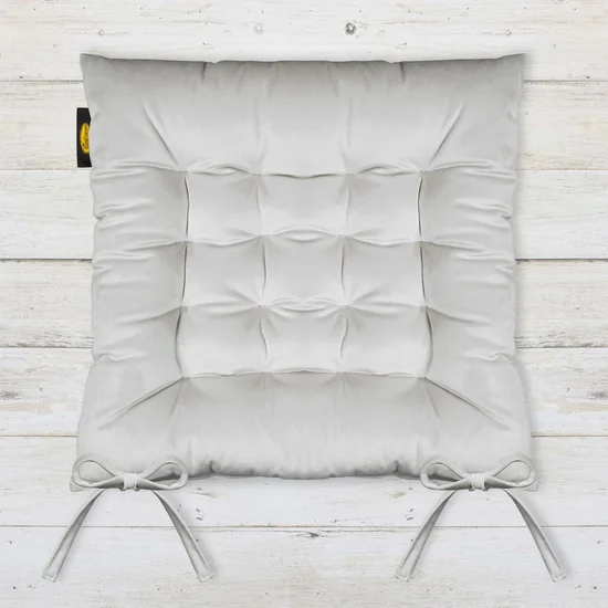Dwustronna welwetowa poduszka siedziskowa na krzesło z szesnastoma pikowaniami, gramatura 260 g/m2 - 40 x 40 x 6 cm - stalowy