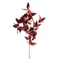 Gałązka o ozdobnych bordowych liściach, kwiat sztuczny dekoracyjny - 90 cm - bordowy 1