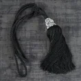 Dekoracyjny sznur do upięć z chwostem dekorowany kryształkami glamour - 60 cm - czarny 1
