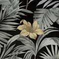 Zasłona LOREN z miękkiego welwetu z nadrukiem  egzotycznych liści i kwiatów - 140 x 250 cm - czarny 9