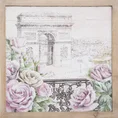 OBRAZ MERCY  z motywem paryskim w stylu retro - 43 x 43 x 4 cm - różowy/beżowy 1