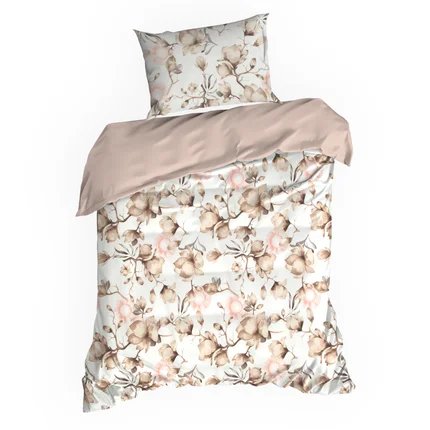 EUROFIRANY CLASSIC SATIN Komplet pościeli SPRING 10 z wysokiej jakości satyny bawełnianej z nadrukiem kwiatów magnolii EUROFIRANY CLASSIC SATIN Komplet pościeli SPRING 10 z wysokiej jakości satyny bawełnianej z nadrukiem kwiatów magnolii - 140 x 200 cm