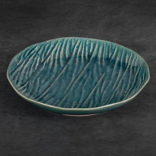 Patera ceramiczna REA w stylu boho w prążki - ∅ 25 x 5 cm - zielony
