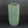 Wazon ceramiczny na donicę ARINA ze żłobieniami - ∅ 13 x 25 cm - zielony 1