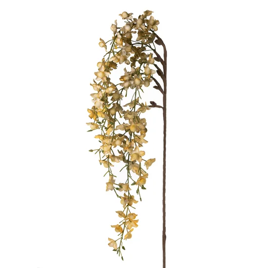 GAŁĄZKA OZDOBNA z drobnymi kwiatami, kwiat sztuczny dekoracyjny - 84 cm - żółty