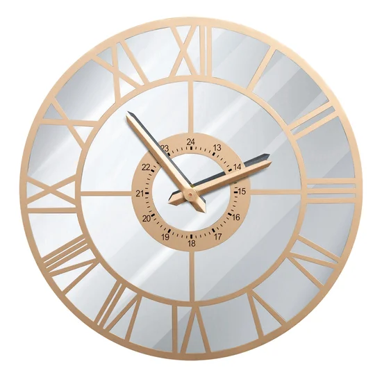 Dekoracyjny zegar ścienny w stylu vintage ze szklaną tarczą - 60 x 5 x 60 cm - złoty