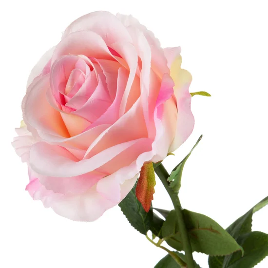 RÓŻA  kwiat sztuczny dekoracyjny z płatkami z jedwabistej tkaniny - ∅ 10 x 62 cm - różowy